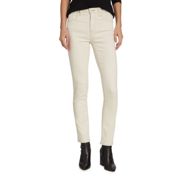 AG Adriano Goldschmied Paneled Mari High-Rise Slim Straight Beige Jeans Size 25R - Picture 1 of 9